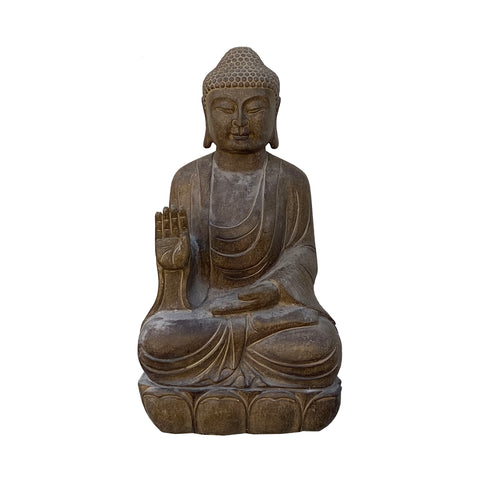 Chinese Stone Buddha statue - Asian Zen Buddha statue - Chinese Shakyamuni statue