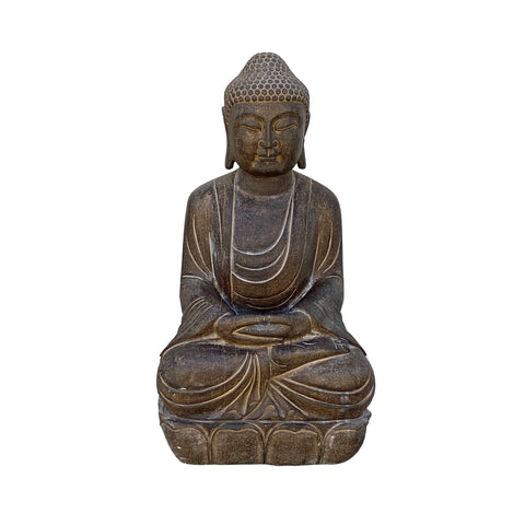 Chinese Stone sitting Buddha - Garden stone Buddha statue - oriental Amitabha Shakyamuni