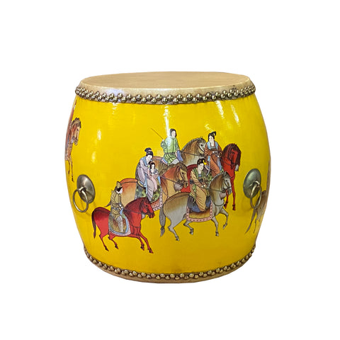 yellow base color drum table - oriental graphic small drum 