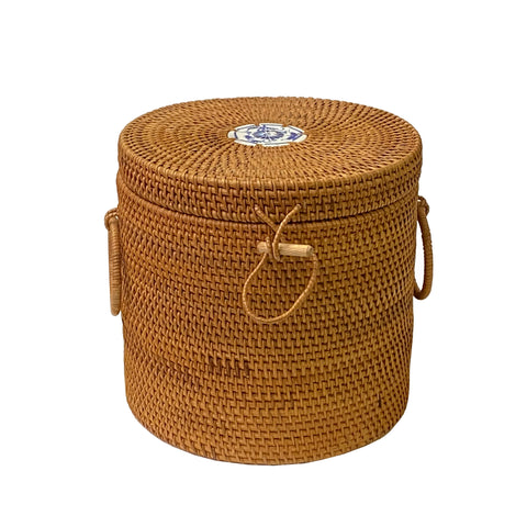 round rattan basket box