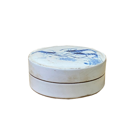 blue white porcelain round box
