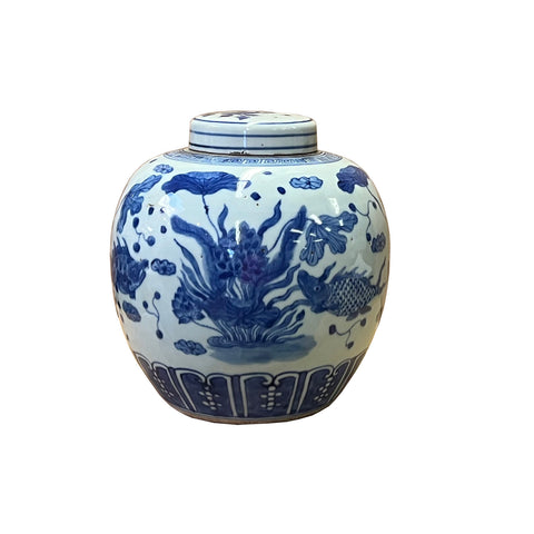 chinese blue white ginger jar - asian porcelain jar