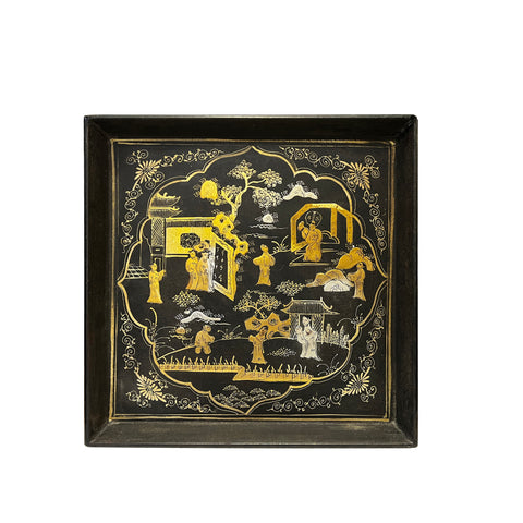 chinese lacquer tray - chinoiserie wood tray - oriental wood tray