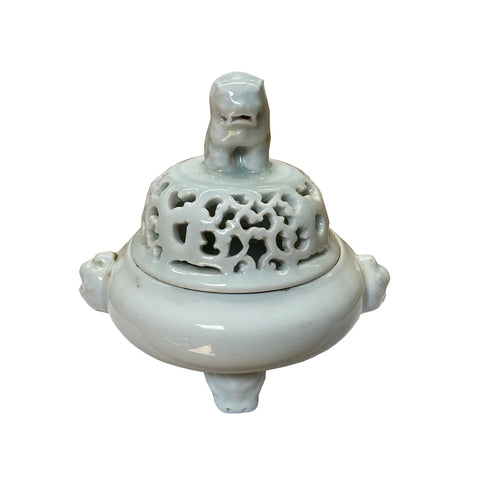 Chinese Ru Ware Light Celadon Porcelain Ding Incense Burner Display ws2304S
