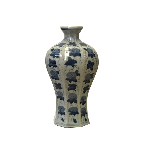 Chinese Blue White Porcelain Oriental Fruit Octagonal Shape Vase ws2994S Chinese Blue White Porcelain Oriental Fruit Octagonal Shape Vase ws2994S