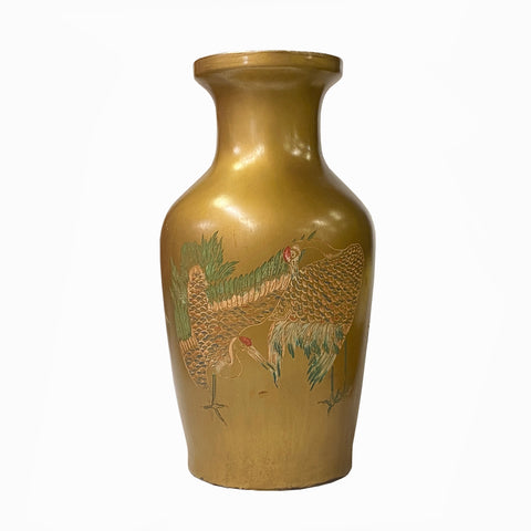 golden cranes vase - oriental porcelain vase 
