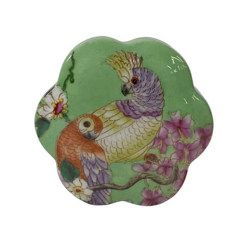 flower shape box - parrot graphic box - apple green box