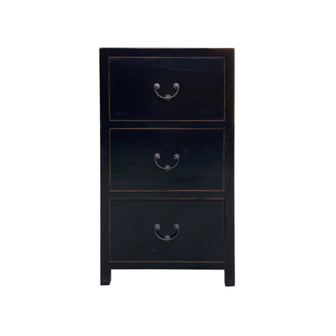 black lacquer end table - 3 drawers dresser - chinese drawers nightstand