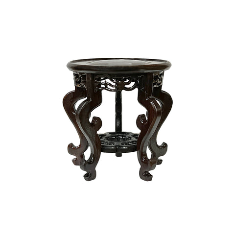 tall craw legs round wood stand - asian chinese tall vase stand