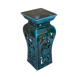 Ceramic Clay Green Square Tall Pedestal Table Flower Display Stand cs7011S