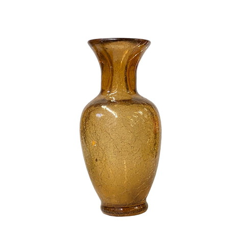 crackle pattern glass vase - light smoky quartz glass vase