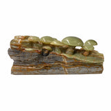 Natural Stone Carved Flower Mushroom on Wood Fengshui Display Figure ws1678S