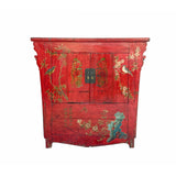 Chinese Vintage Red Golden Flower Birds Scenery Armories  Storage Cabinet cs6035S