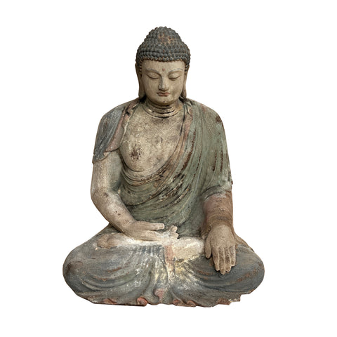 Gautama Amitabha - Shakyamuni Buddha - Rustic Wood Buddha statue