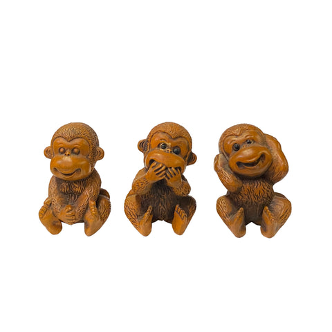wood monkey figures - chinese monkey set