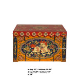 Chinese Tibetan Floral Orange Red Foo Dog Wood Trunk Bench Table cs7168S