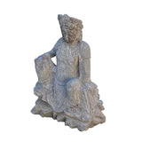 Chinese Stone Sitting Rest Leg Kwan Yin Tara Bodhisattva Statue cs7221S