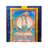 Tibetan Print Fabric Trim Guardian Buddha Deity Art Wall Scroll Thangka ws2206S