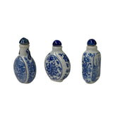 3 x Chinese Porcelain Snuff Bottle With Blue White Flower Graphic ws2455S