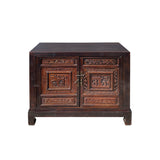 Chinese Brown Scenery Relief Carving Panel Doors Side Table Cabinet cs7430S