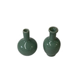 2 x Chinese Clay Ceramic Ware Wu Light Celadon Small Vase ws2811S