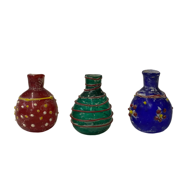 3 x Distressed Look Color Glass Small Bottle Vase Display ws2463S 3 x Distressed Look Color Glass Small Bottle Vase Display ws2463S