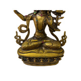 Chinese Distressed Marks Bronze Color Metal Sitting Tibetan Tara Statue ws2121S