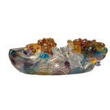 Chinese Liuli Crystal Glass Pate-de-verre Pixiu Bowl Display Figure vs243s