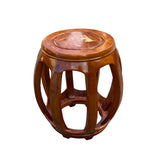 Chinese Golden Brown Mother of Peal Inlay Birds Round Barrel Stool ws2700S