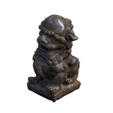 Chinese Distressed Brown Rough Marks Fengshui Foo Dog Lion Figure cs7364S