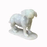 Chinese White Jade Color Stone Puppy Dog Display Figure ws2389S