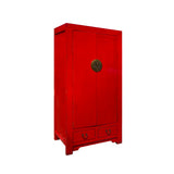 Chinese Distressed Red Tall Wedding Armoire Wardrobe TV Cabinet cs7315S