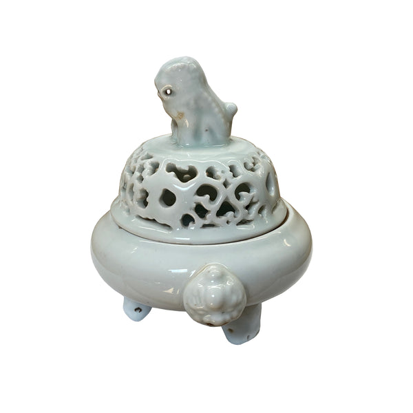 Chinese Ru Ware Light Celadon Porcelain Ding Incense Burner Display ws2304S Chinese Ru Ware Light Celadon Porcelain Ding Incense Burner Display ws2304S