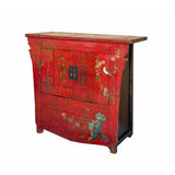 Chinese Vintage Red Golden Flower Birds Scenery Armories  Storage Cabinet cs6035S