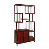 Chinese Light Brown Stain Treasure Display Curio Cabinet Room Divider cs7156S