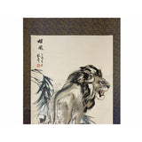 Chinese Black White Ink Lion Theme Scroll Painting Original Wall Art ws1888S