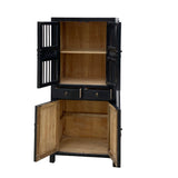 Chinese Distressed Black Small Display Bookcase Curio Cabinet cs6942S