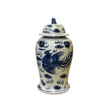 Chinese Blue & White Dragon Phoenix Porcelain Small Temple General Jar ws2880S