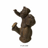 Chinese Distressed Brown Rough Marks Man Playing Drum Figure ws1884S