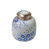 Oriental Handmade Blue White Porcelain Metal Lid Container Urn ws1827S