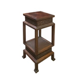 Chinese Huali Light Brown Square Carving Plant Stand Pedestal Table cs7230S