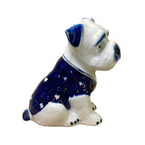 White Blue Color Glaze Ceramic Puppy Dog Deco Figure ws2743S