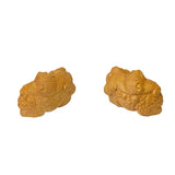 Chinese Pair Wood Carved Mini Mythical Pixiu FengShui Figures ws2383S