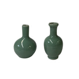 2 x Chinese Clay Ceramic Ware Wu Light Celadon Small Vase ws2811S