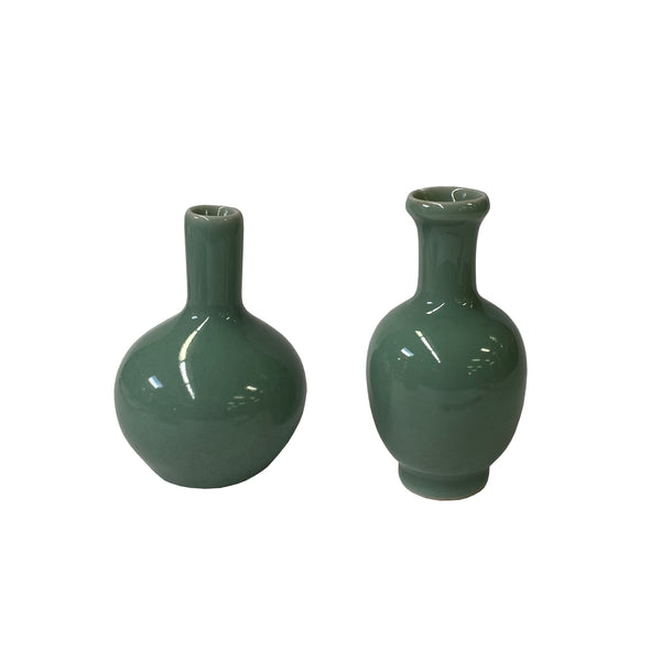 2 x Chinese Clay Ceramic Ware Wu Light Celadon Small Vase ws2811S 2 x Chinese Clay Ceramic Ware Wu Light Celadon Small Vase ws2811S