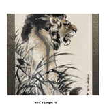 Chinese Black White Ink Lion Theme Scroll Painting Original Wall Art ws1976S