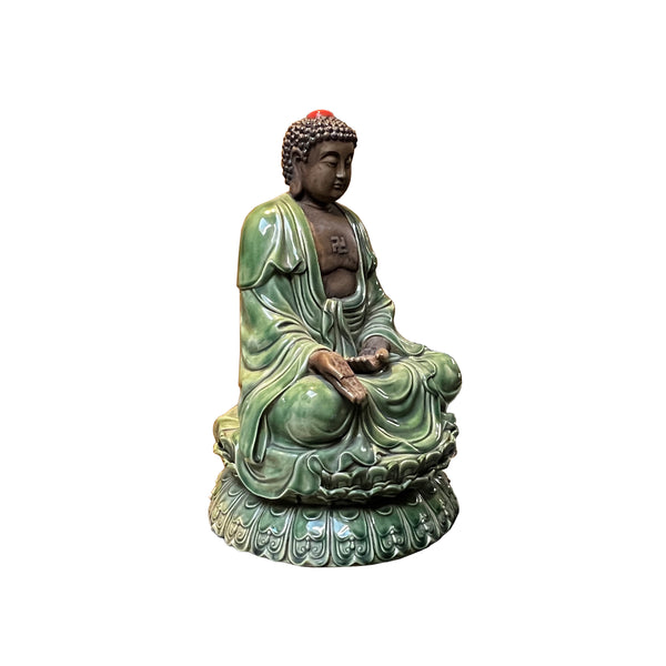Chinese Rustic Ceramic Sitting Meditation Shakyamuni Buddha Statue ws2792S