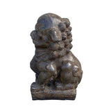 Chinese Distressed Brown Rough Marks Fengshui Foo Dog Lion Figure cs7364S