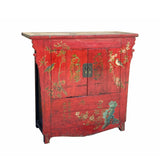 Chinese Vintage Red Golden Flower Birds Scenery Armories  Storage Cabinet cs6035S