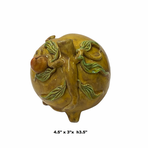 Chinese Yellow Brown Color Ceramic Peach Shape Display ws1802S Chinese Yellow Brown Color Ceramic Peach Shape Display ws1802S